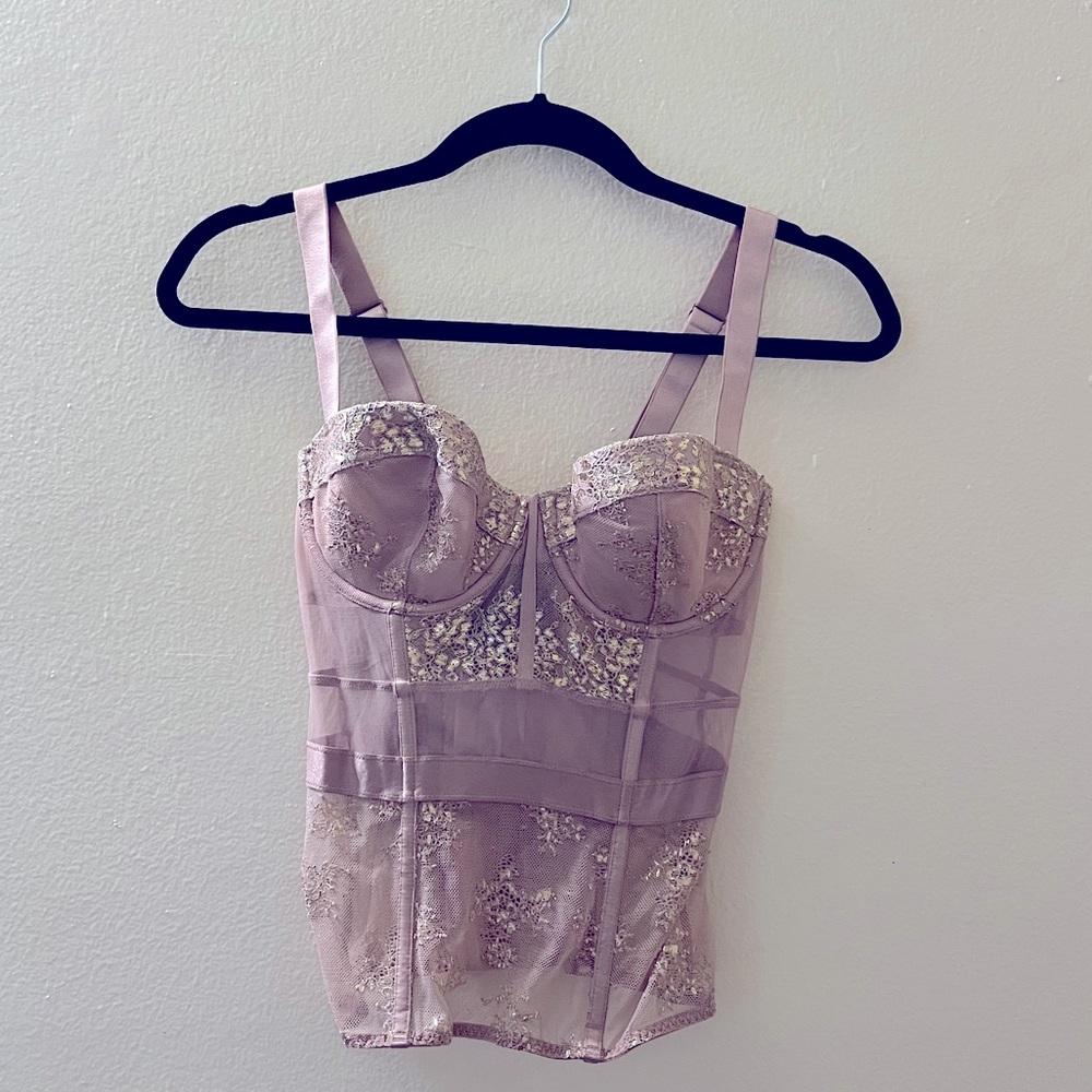 Free Ship! NWT! Victoria’s Secret Lavender Bustier Corset, Size 34 C
